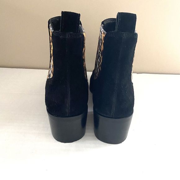 Crown Vintage Tolana Black Suede Animal Print Ankle Booties Size 8 - Picture 4 of 10